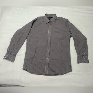 Men’s Brown Checkered collared button down long sleeve shirt